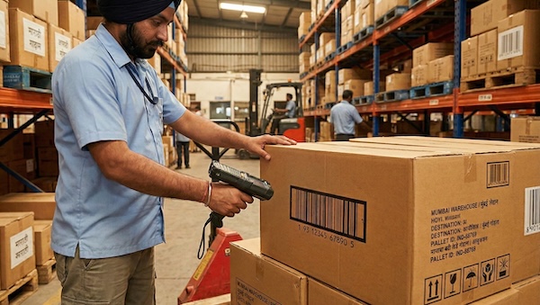 Warehouse worker scanning ITF-14